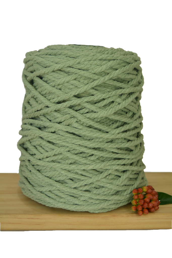 Coloured 3 ply Recycled Macrame Cotton Rope - 5mm - Sage