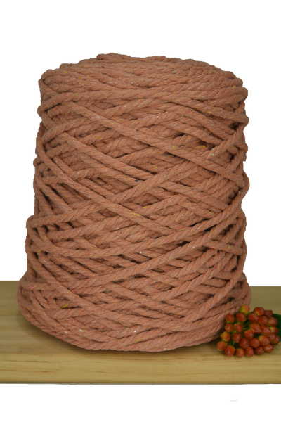 Salmon Rope Coloured 3 ply Recycled Macrame Cotton Rope - 5mm - Salmon – Knot Knitting