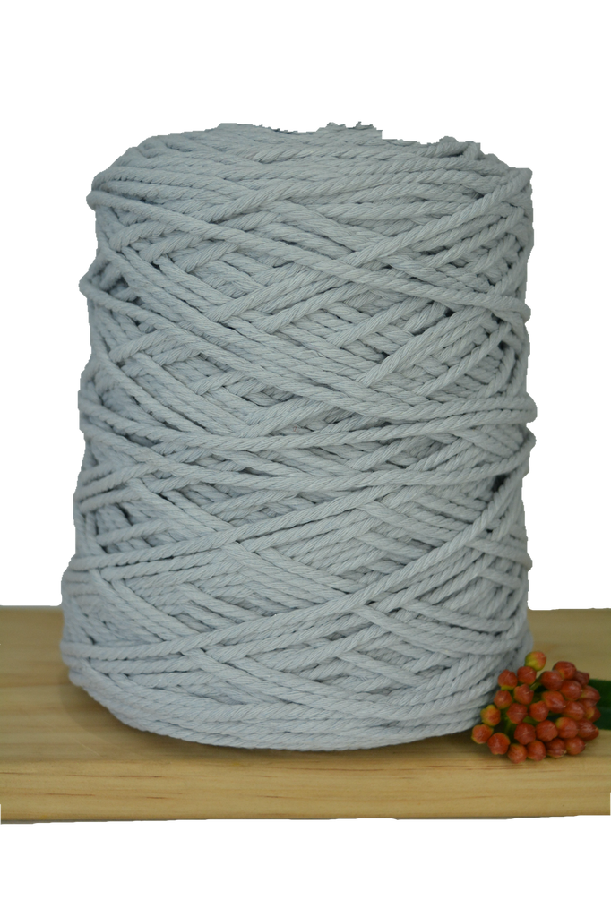 Coloured 3 ply Macrame Cotton Rope - 3mm - Silver