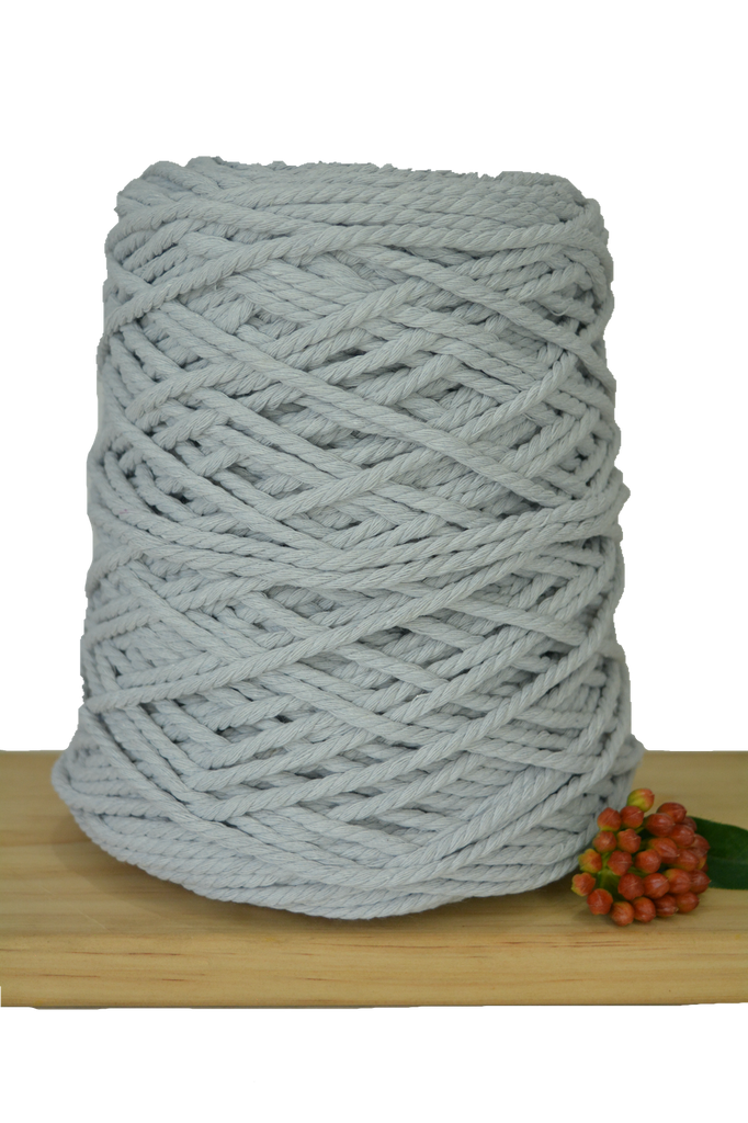 1kg Coloured 3 ply Recycled Macrame Cotton Rope - 4mm - Silver