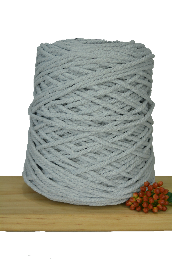 Coloured 3 ply Recycled Macrame Cotton Rope - 5mm - Silver