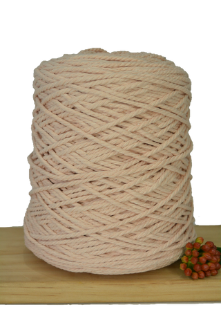 Coloured 3 ply Macrame Cotton Rope - 3mm - Soft Peach