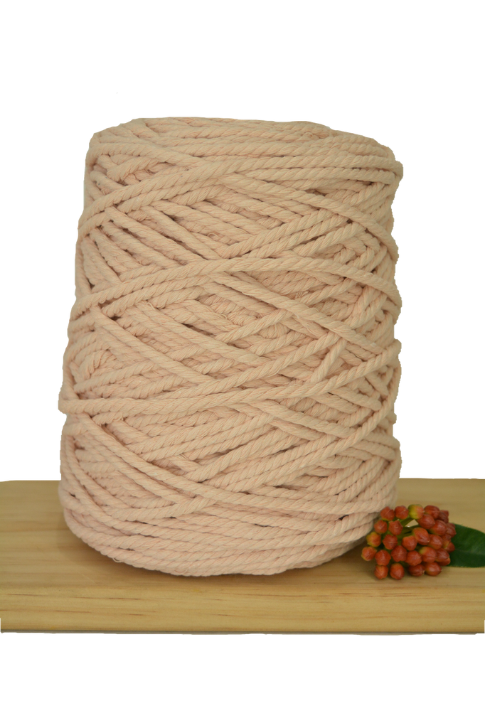 Coloured 3 ply Recycled Macrame Cotton Rope - 5mm - Soft Peach