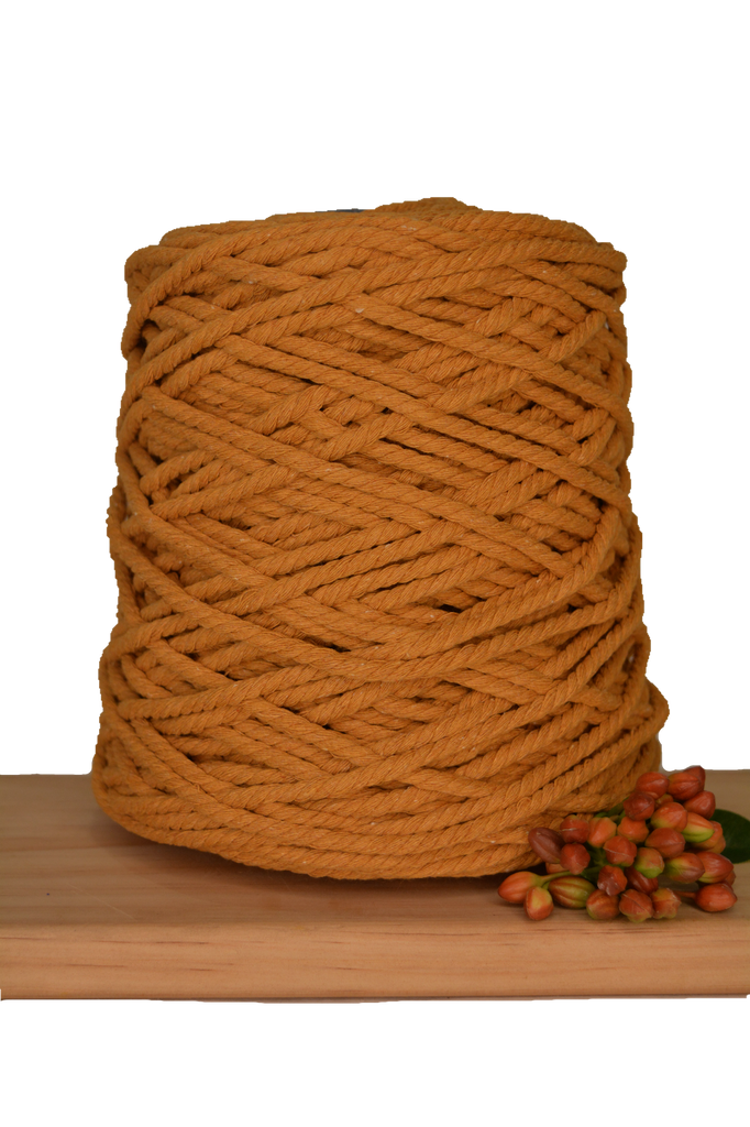 Coloured 3 ply Recycled Macrame Cotton Rope - 5mm - Spiced Pumpkin