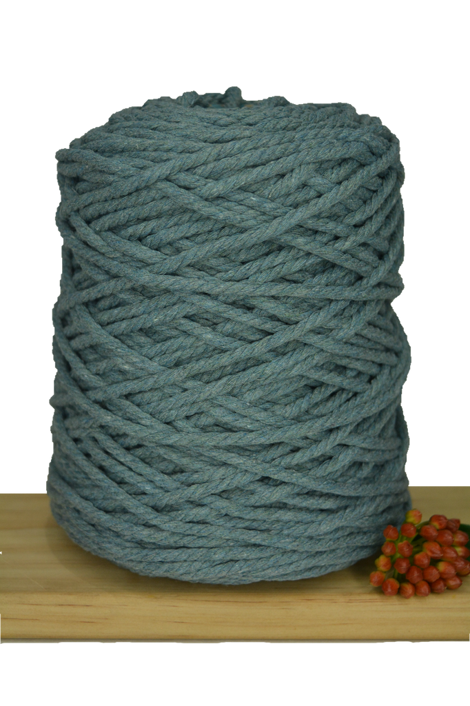 Coloured 3 ply Recycled Macrame Cotton Rope - 5mm - Storm