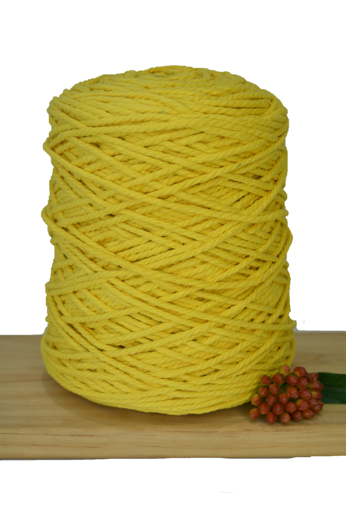 Coloured 3 ply Macrame Cotton Rope - 3mm - Sunshine