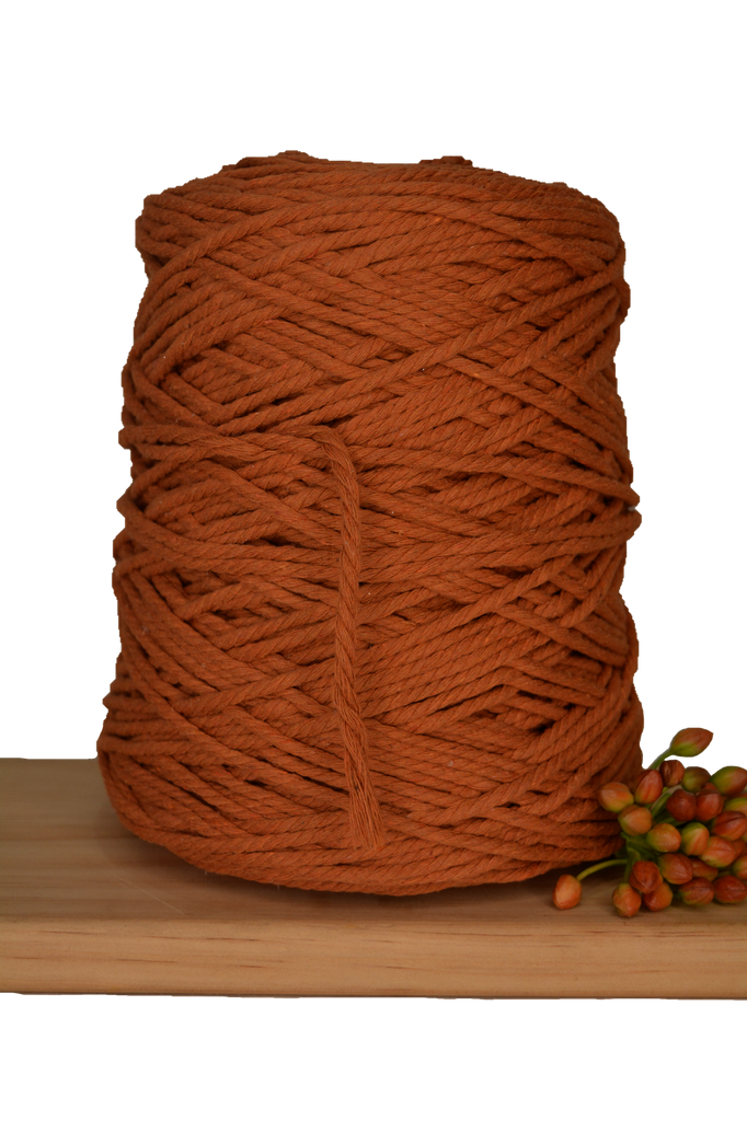 Coloured 3 ply Macrame Cotton Rope - 3mm - Tumeric