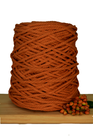 Coloured 3 ply Recycled Macrame Cotton Rope - 5mm - Tumeric