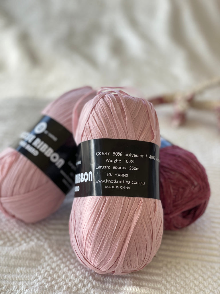 Ribbon Viscose Yarn - Dusty Pink - PACK OF 10