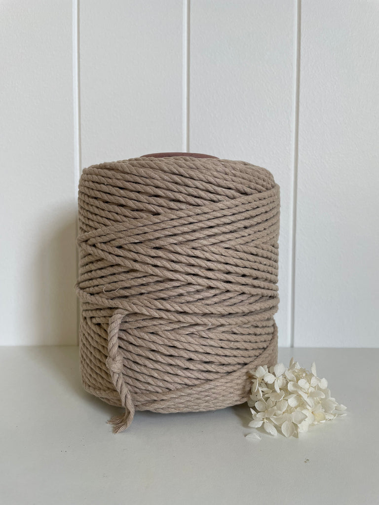 1kg 5mm 3ply Deluxe Recycled Cotton Rope - Humus