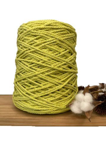 Coloured 3 ply Macrame Cotton Rope - 3mm - Lime Splice