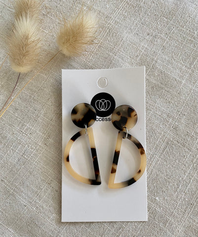 Tortoiseshell Earrings Frame - Half Moon - 5 pair pack