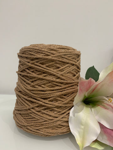 Coloured 3 ply Macrame Cotton Rope - 3mm - Nude
