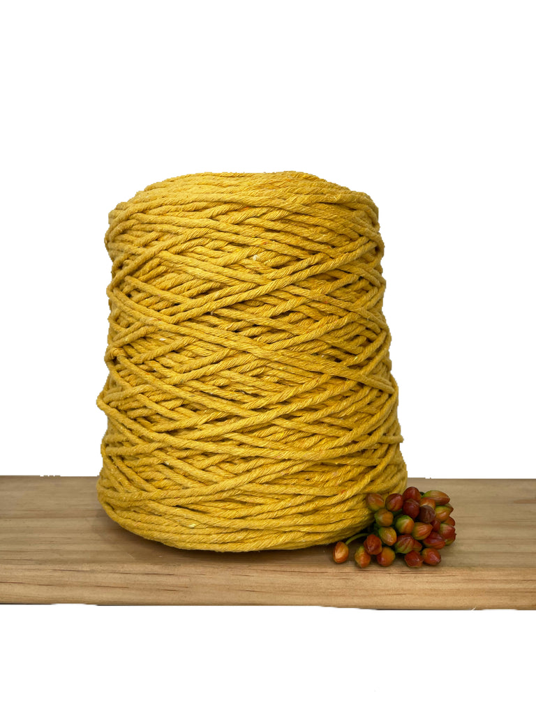 1kg Coloured 1ply Recycled Macrame Cotton String - 3mm - Mustard