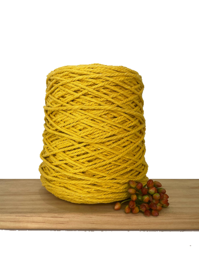 Coloured 3 ply Macrame Cotton Rope - 3mm - Sunflower