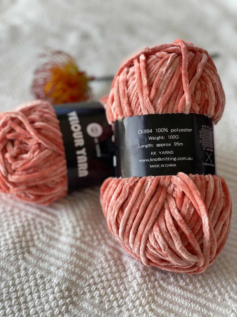Velour Yarn - Coral - PACK OF 10