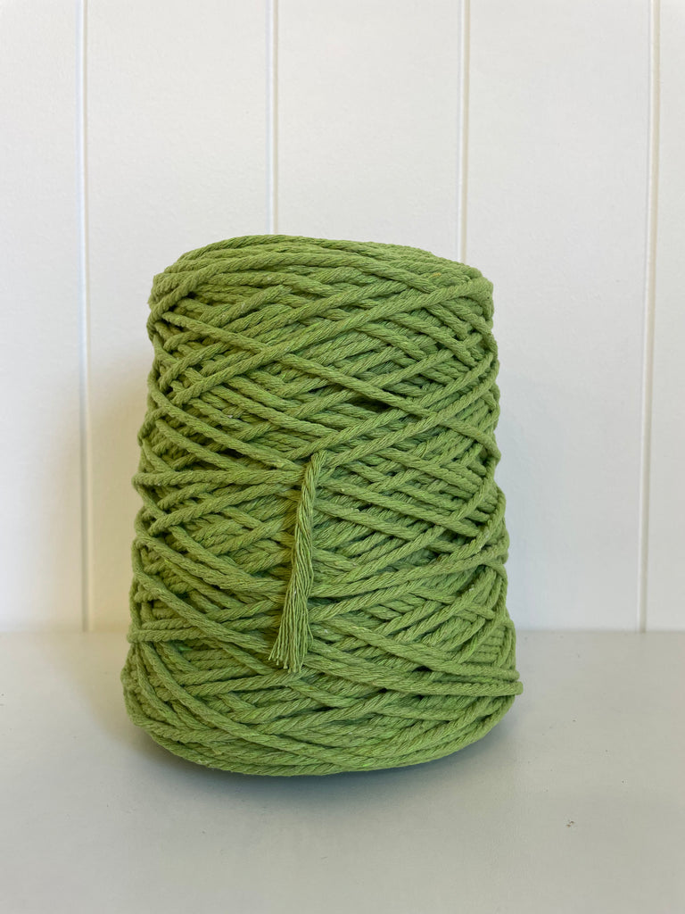 Coloured 3 ply Macrame Cotton Rope - 3mm - Apple Green