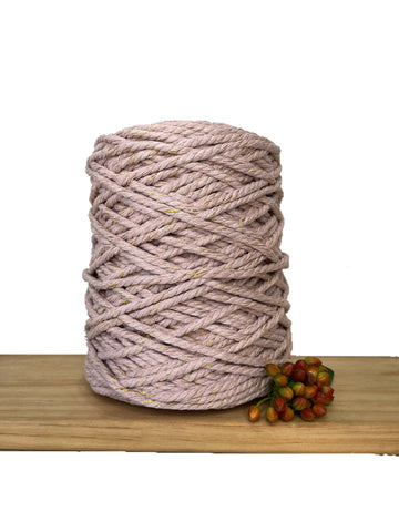 3ply Recycled Macrame Cotton Rope - 5mm - Mushroom Pink/Metallic Mix