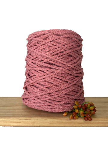 1kg Coloured 3 ply Recycled Macrame Cotton Rope - 4mm - Dusty Rose