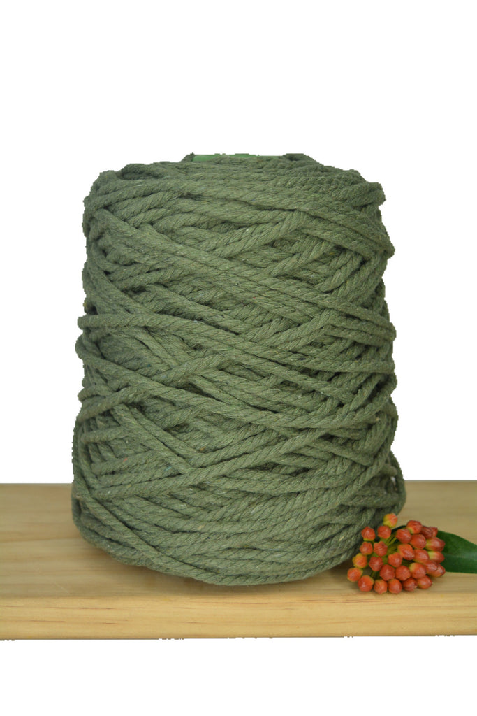 Coloured 3 ply Recycled Macrame Cotton Rope - 5mm - Khaki