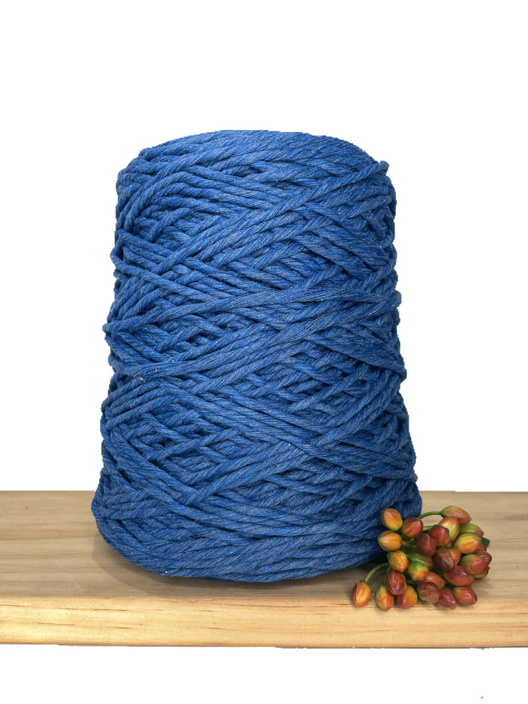 1kg Coloured 1ply Recycled Macrame Cotton String - 3mm - Denim