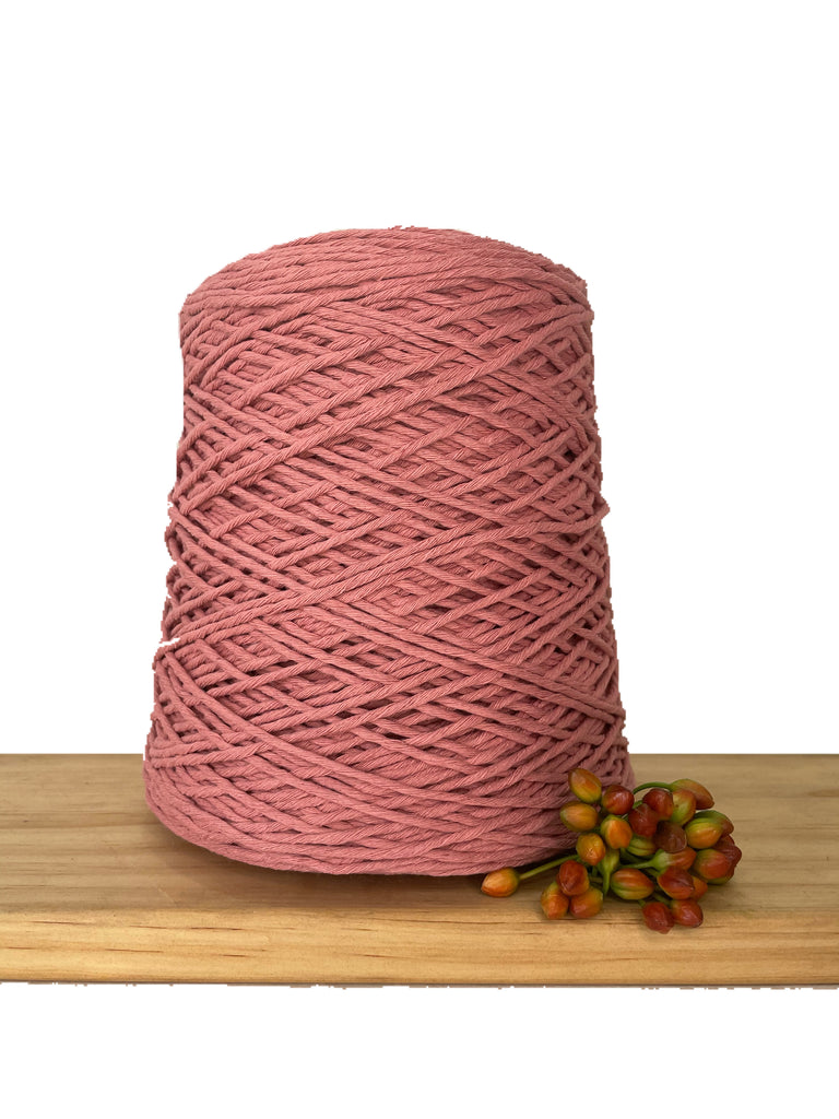Coloured 1ply Cotton Warping Macrame Crochet String - 1.5mm - Dusty Rose