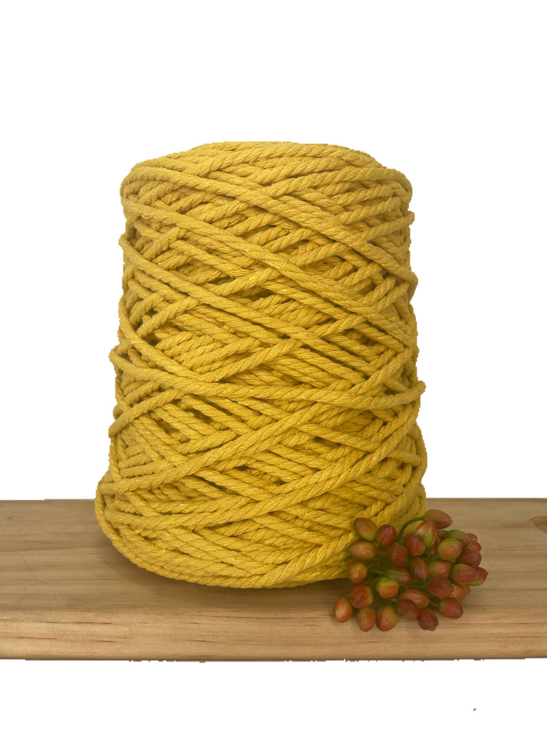 Coloured 3 ply Recycled Macrame Cotton Rope - 5mm - Sunflower