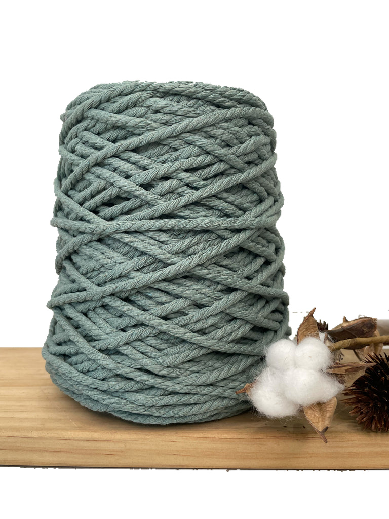 Coloured 3 ply Recycled Macrame Cotton Rope - 5mm - Deep Sage