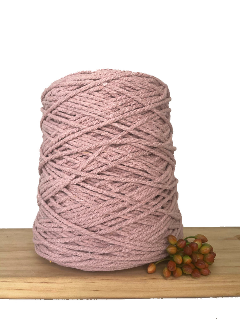 Coloured 3 ply Macrame Cotton Rope - 3mm - Vintage Rose