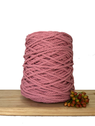 Coloured 3ply Recycled Macrame Cotton Rope - 5mm - Dusty Rose