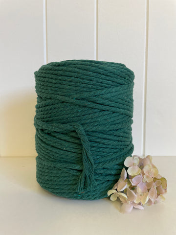Coloured 3 ply Recycled Macrame Cotton Rope - 5mm - Forest