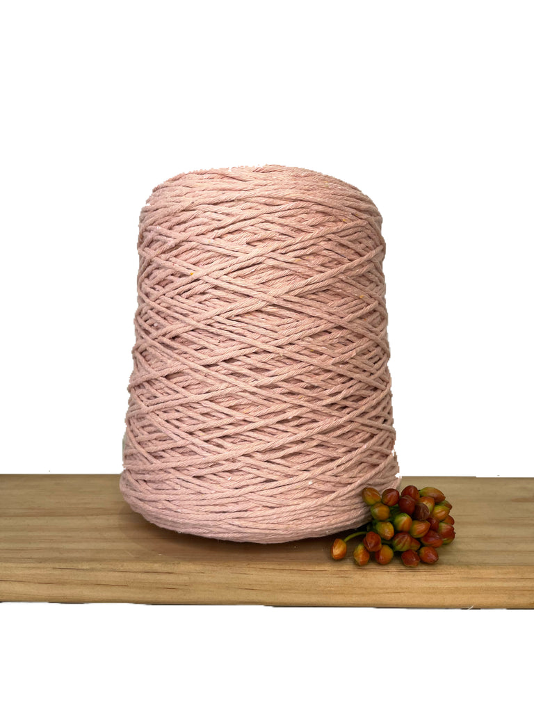 Coloured 1ply Cotton Warping Macrame Crochet String - 1.5mm - Peach Blush