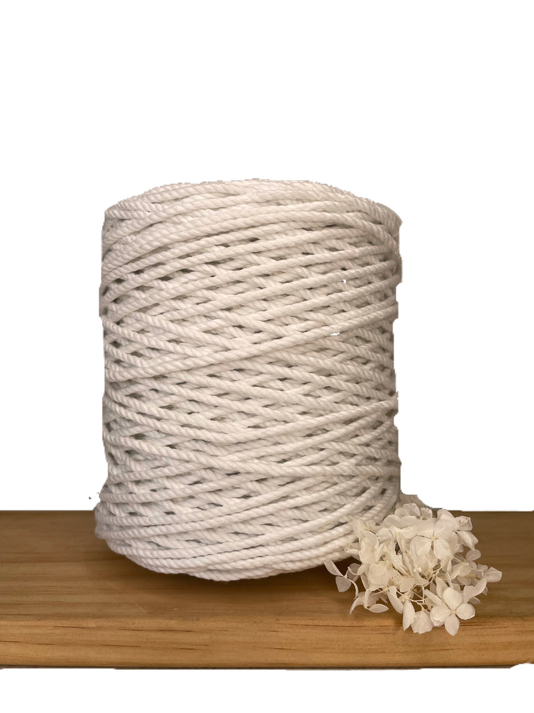 1kg 4mm 100% Pure Deluxe Macrame Cotton 3ply Rope - White