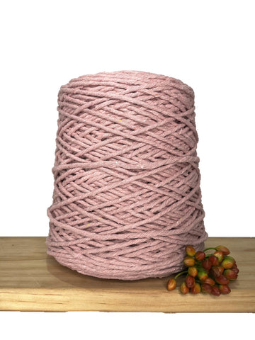 1kg Coloured 1ply Recycled Macrame Cotton String - 3mm - Vintage Rose