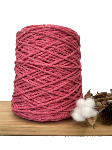 1kg Coloured 1ply Recycled Macrame Cotton String - 3mm - Rouge