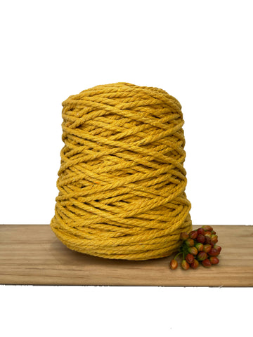 Coloured 3 ply Recycled Macrame Cotton Rope - 5mm - Mustard