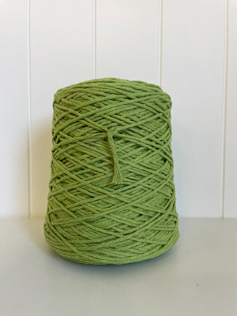 Coloured 1ply Cotton Warping Macrame Crochet String - 1.5mm - Apple Green