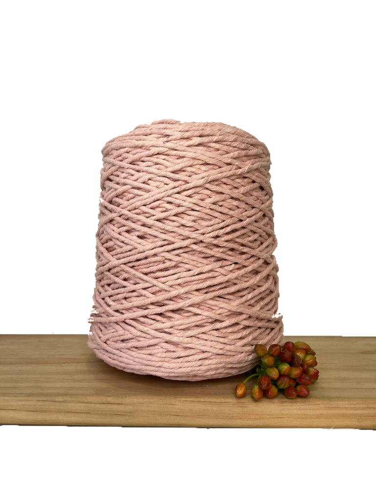 1kg Coloured 1ply Recycled Macrame Cotton String - 3mm - Peach Blush