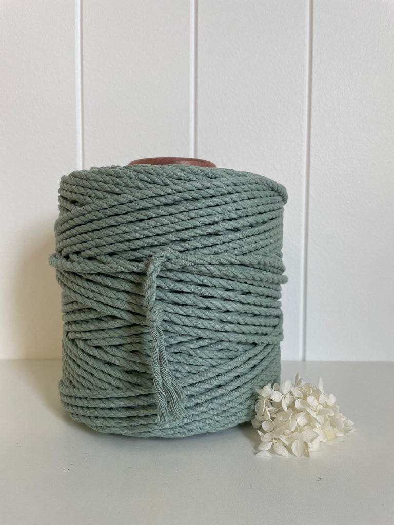 1kg 5mm 3ply Deluxe Recycled Cotton Rope - Iceberg Green