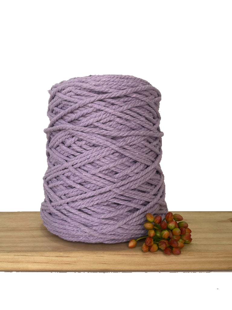 1kg Coloured 3 ply Recycled Macrame Cotton Rope - 4mm - Lavender