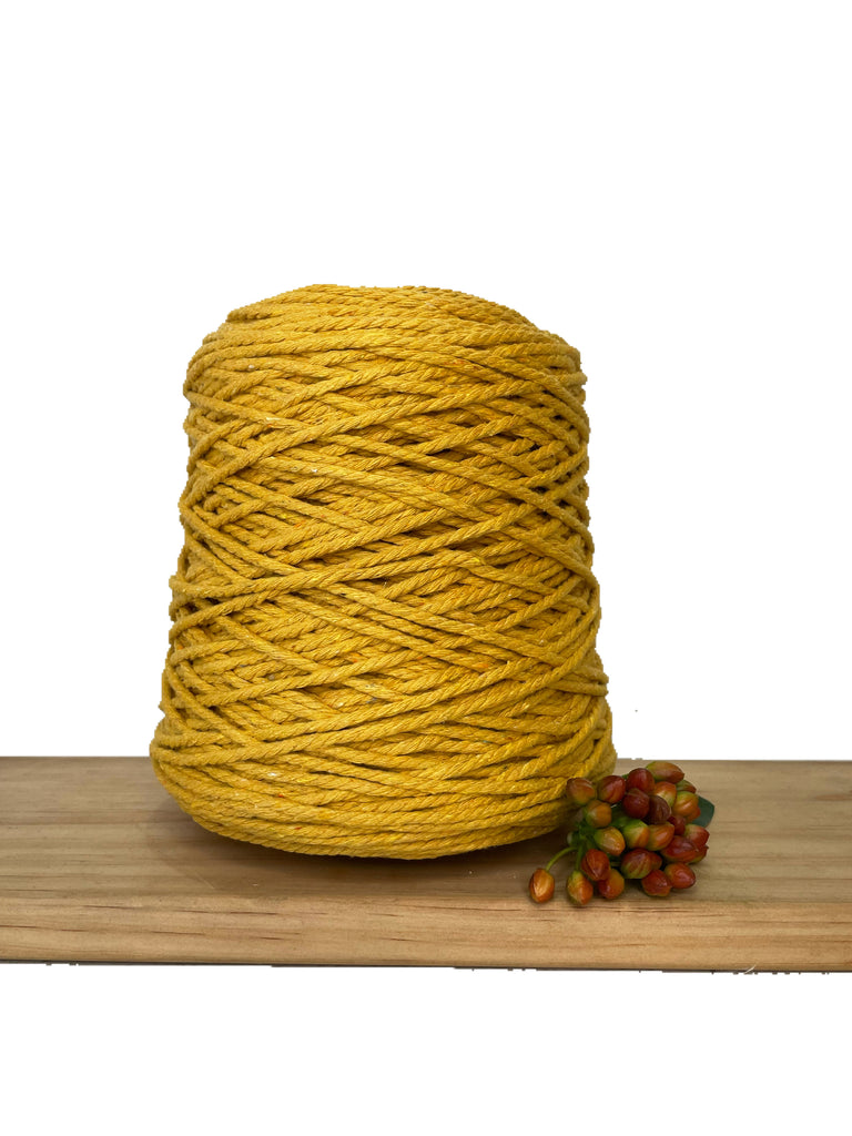 Coloured 3 ply Macrame Cotton Rope - 3mm - Mustard