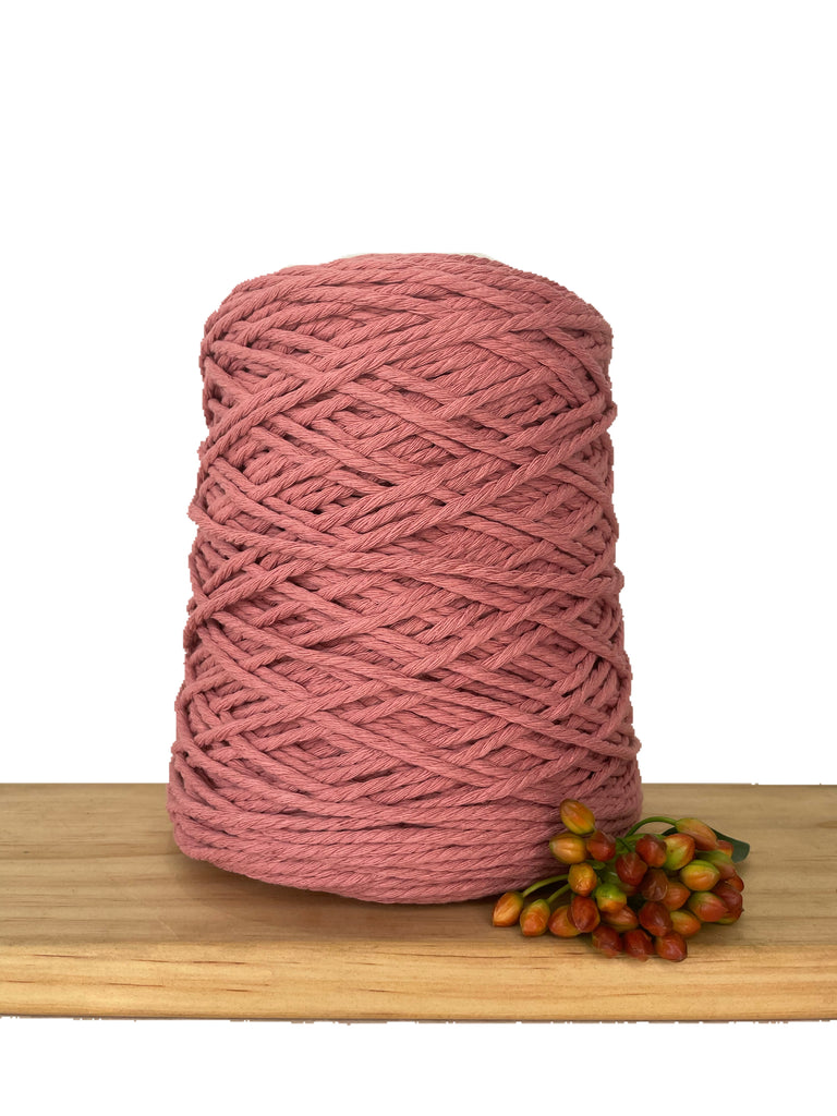 Coloured 3 ply Macrame Cotton Rope - 3mm - Dusty Rose