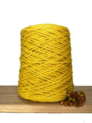 1kg Coloured 1ply Recycled Macrame Cotton String - 3mm - Sunflower