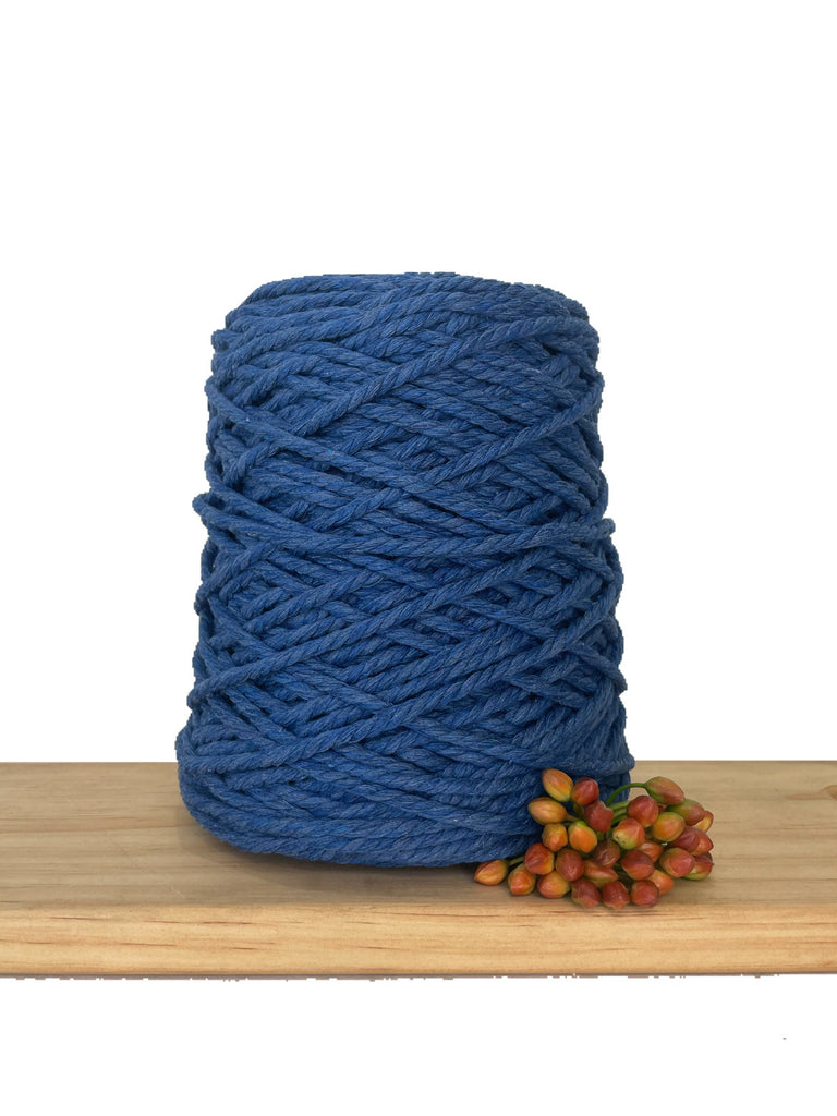 Coloured 3 ply Recycled Macrame Cotton Rope - 5mm - Denim