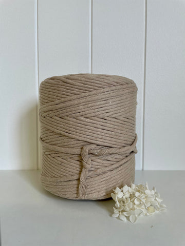 1kg 5mm 1ply Deluxe Recycled Cotton String - Humus