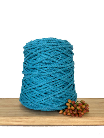 Coloured 3 ply Recycled Macrame Cotton Rope - 5mm - Aquamarine