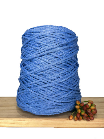 1kg Coloured 1ply Recycled Macrame Cotton String - 3mm - Santorini Blue