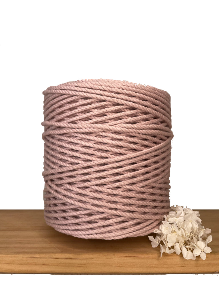 1kg 4mm 100% Pure Deluxe Macrame Cotton 3ply Rope - Mushroom Pink