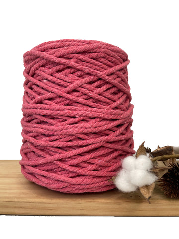 Coloured 3 ply Recycled Macrame Cotton Rope - 5mm - Rouge
