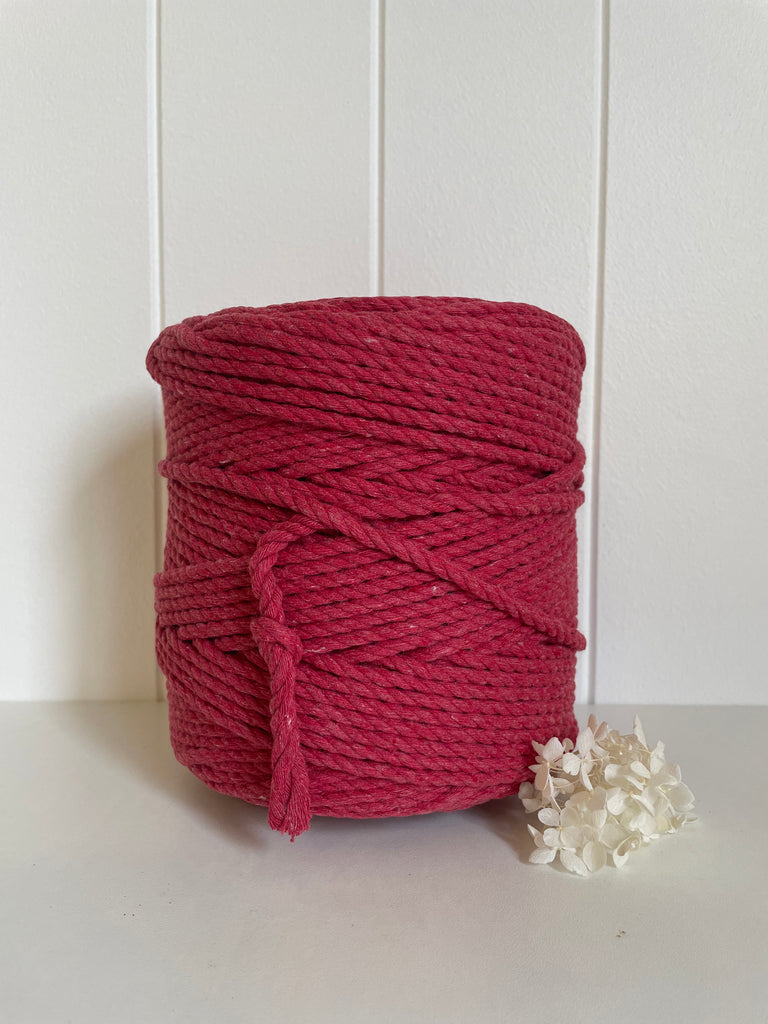 1kg 5mm 3ply Deluxe Recycled Cotton Rope - Pompei Red